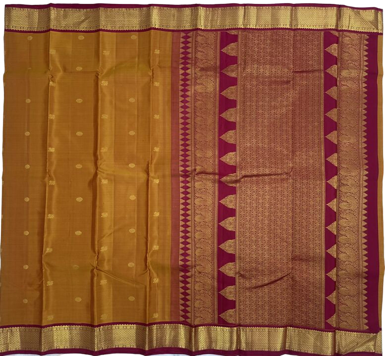 Rich Gold Saree with Temple Border Pallu