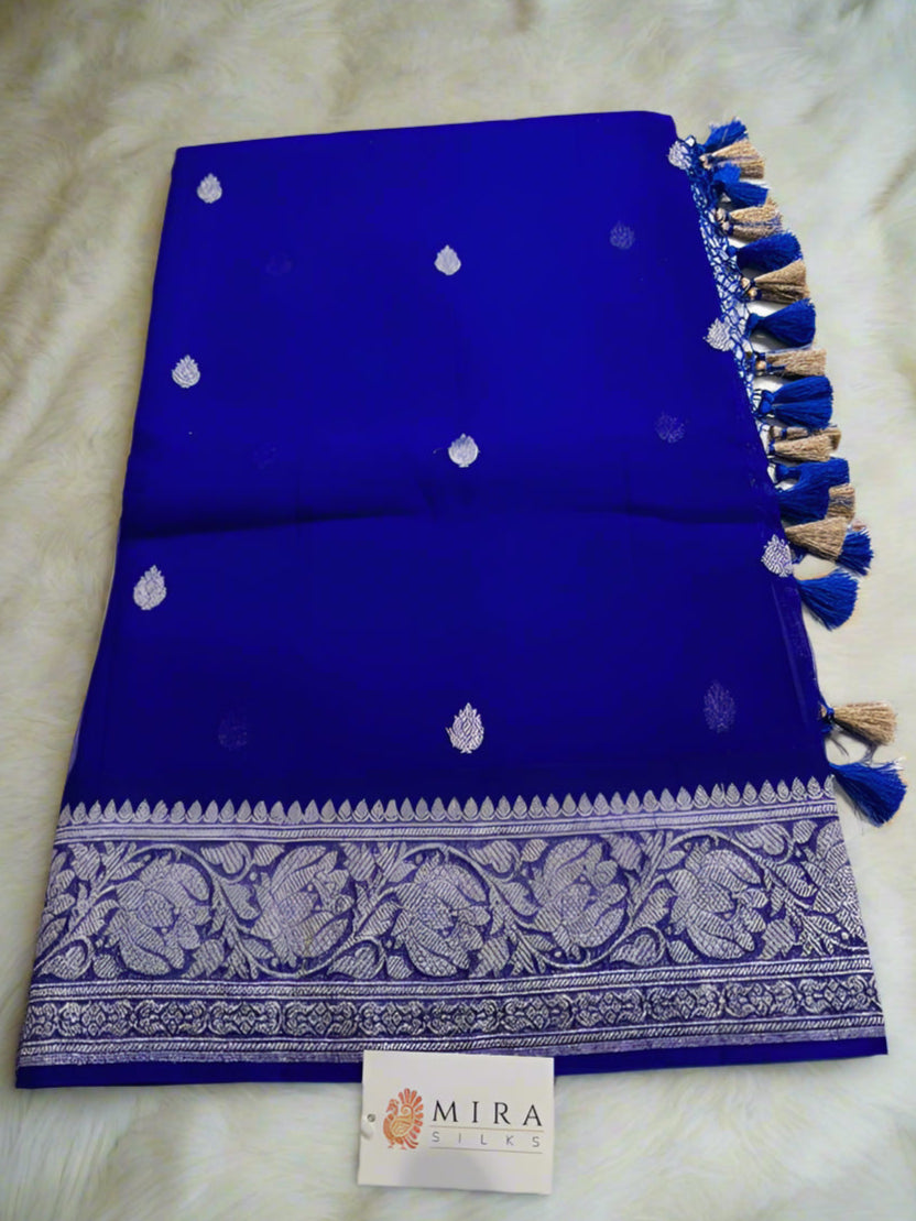 Royal Blue Banaras Khaddi Saree