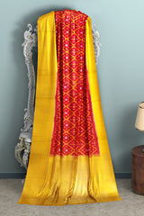 Fire red with orange yellow brocade patola soft silk saree - MIRASILKS Fire red with orange yellow brocade patola soft silk saree