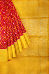 Fire red with orange yellow brocade patola soft silk saree - MIRASILKS Fire red with orange yellow brocade patola soft silk saree