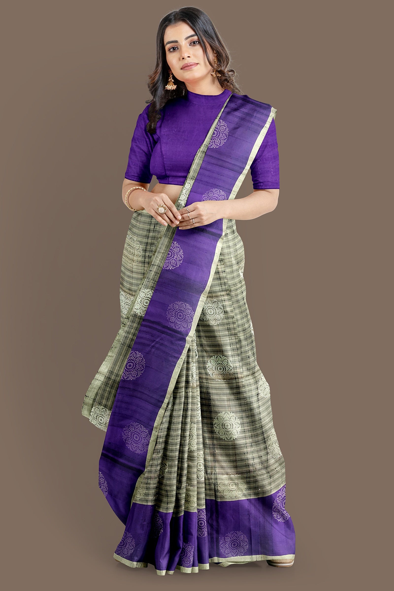 Fossil Gray soft silk saree - MIRASILKS Fossil Gray soft silk saree