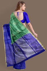 Pine green with royal blue soft silk saree - MIRASILKS Pine green with royal blue soft silk saree