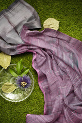 Mocha brown with silver motify on grey soft silk saree - MIRASILKS Mocha brown with silver motify on grey soft silk saree