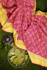 Magenta Kanjivaram Saree with Gold Border - MIRASILKS Magenta Kanjivaram Saree with Gold Border