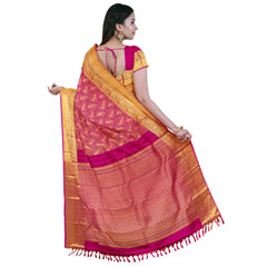 Magenta Kanjivaram Saree with Gold Border - MIRASILKS Magenta Kanjivaram Saree with Gold Border