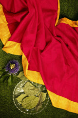 Maroon red with yellow gold Zari Border Kanjivaram Silk Saree - MIRASILKS Maroon red with yellow gold Zari Border Kanjivaram Silk Saree