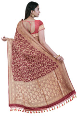 Windsor Wine color Banaras Katan Jaal Saree - MIRASILKS Windsor Wine color Banaras Katan Jaal Saree