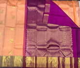 Tiger Orange Kanjivaram Saree With Magenta Pallu