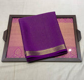 Vibrant Purple Mysore Crepe Silk Saree With Golden Checks
