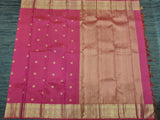 Watermelon Pink Kanjivaram Saree with Gold Zari Border