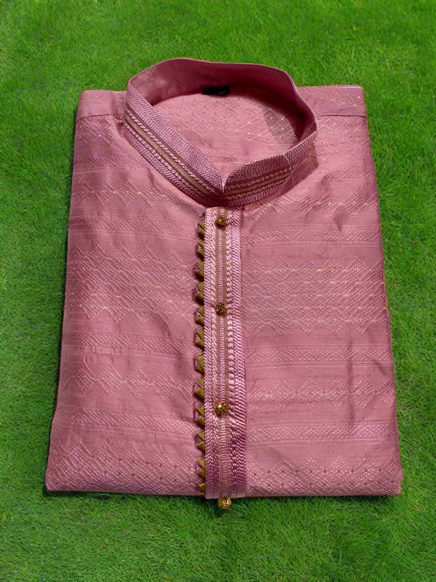 Mild pink with golden bottom design kurta - MIRASILKS Mild pink with golden bottom design kurta