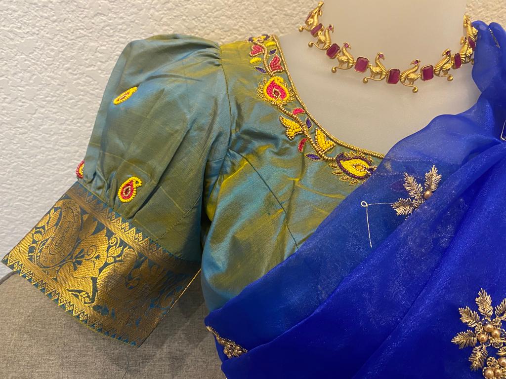 Royal Blue Pure Silk half Saree - MIRASILKS Royal Blue Pure Silk half Saree