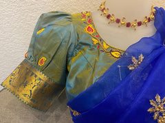 Royal Blue Pure Silk half Saree - MIRASILKS Royal Blue Pure Silk half Saree