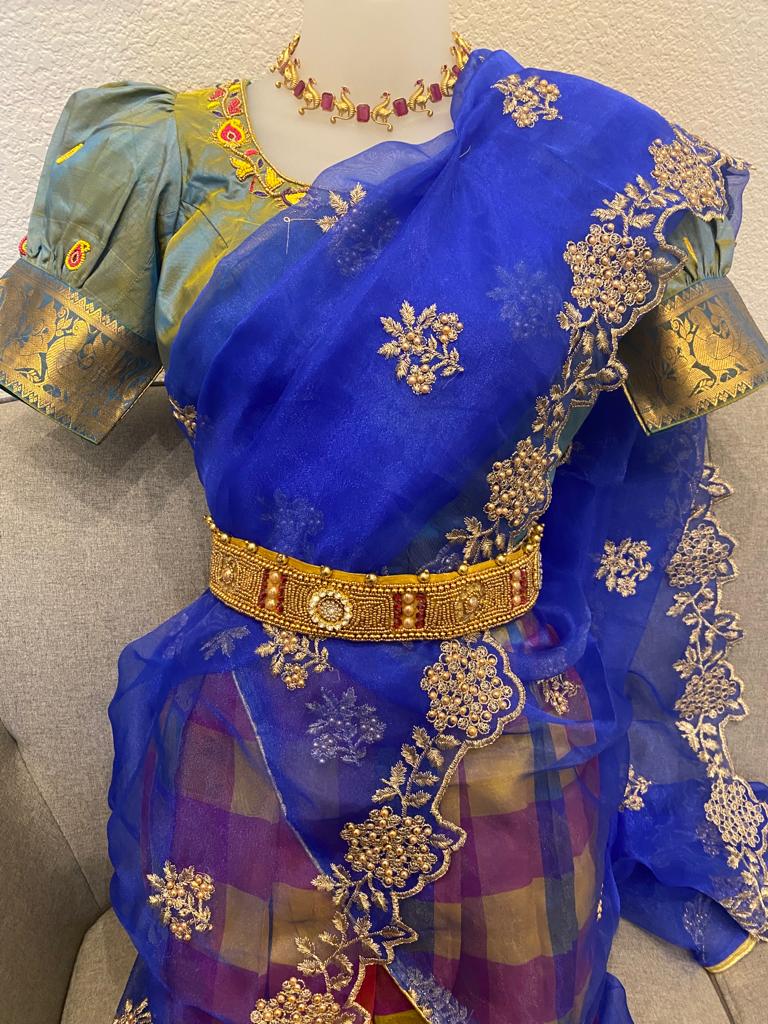 Royal Blue Pure Silk half Saree - MIRASILKS Royal Blue Pure Silk half Saree