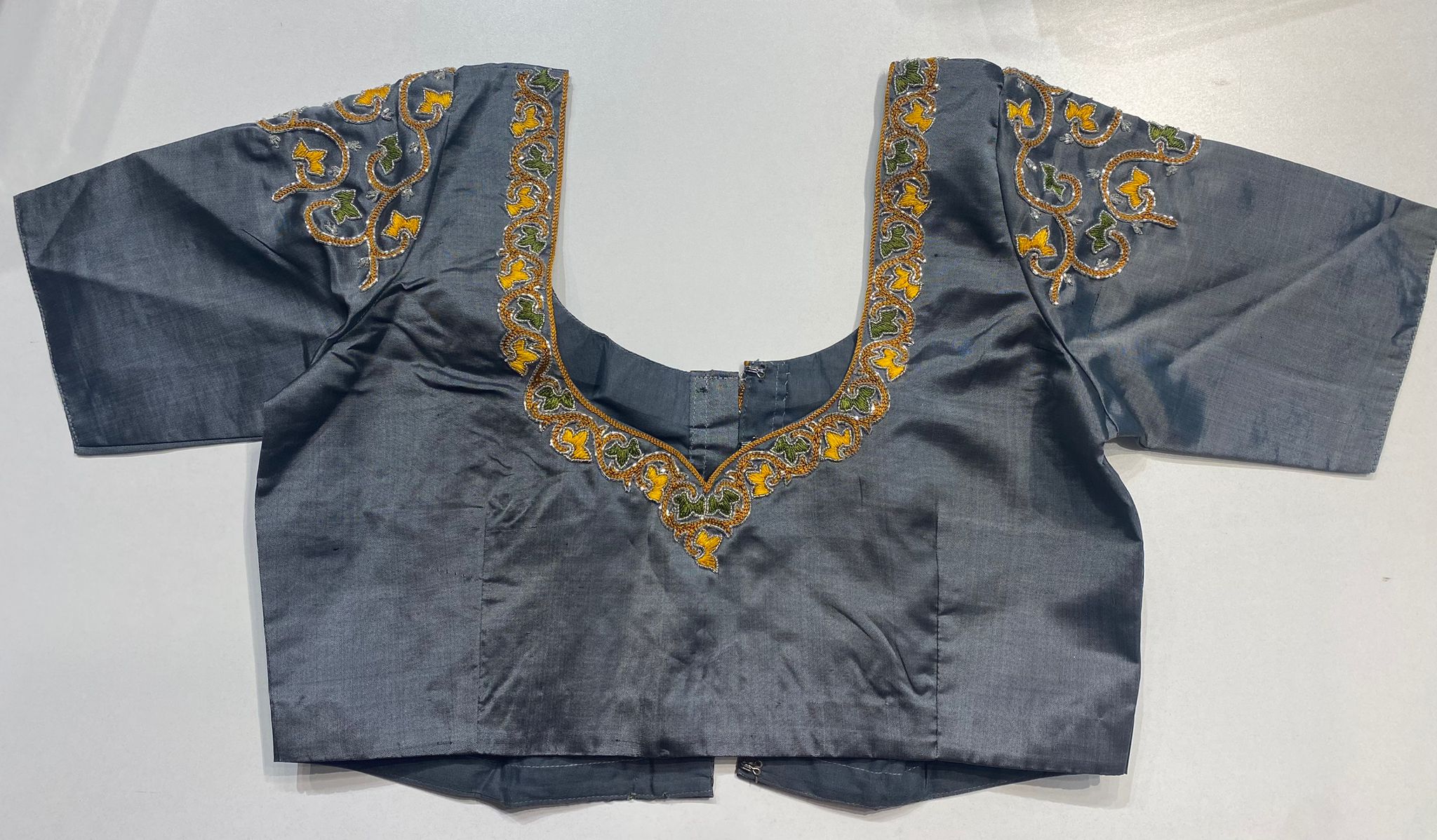 Mustard yellow with gray brocade patola soft silk saree - MIRASILKS Mustard yellow with gray brocade patola soft silk saree