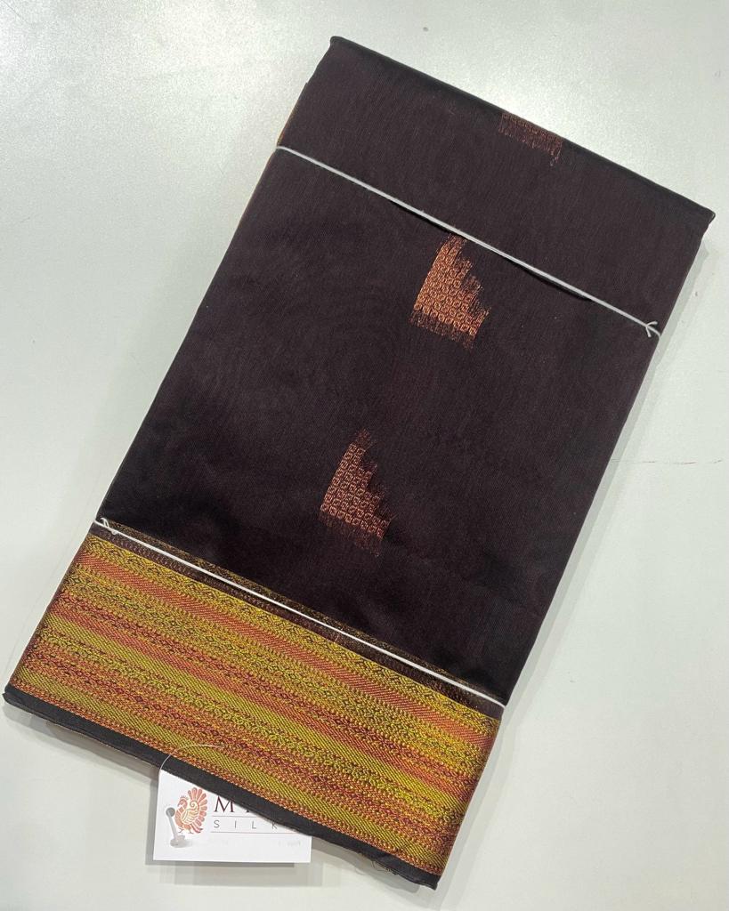 Mocca Brown silk cotton saree - MIRASILKS Mocca Brown silk cotton saree