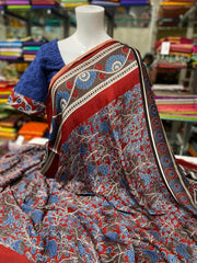 Brick Red modal silk saree with Ajrakh print - MIRASILKS Brick Red modal silk saree with Ajrakh print