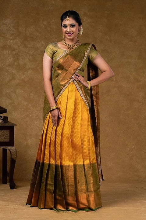 Gold and green border Langa Voni - MIRASILKS Gold and green border Langa Voni