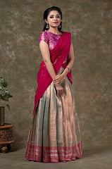 Magenta and Champagne Langa Voni - MIRASILKS Magenta and Champagne Langa Voni