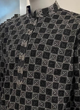 Smokey Black Chikankari Kurta Set for Men - MIRASILKS Smokey Black Chikankari Kurta Set for Men