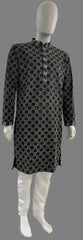 Smokey Black Chikankari Kurta Set for Men - MIRASILKS Smokey Black Chikankari Kurta Set for Men