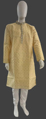 Beige Kurta Set for Men with Mirror Work - MIRASILKS Beige Kurta Set for Men with Mirror Work