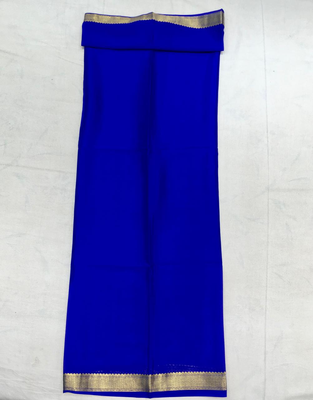 Bluish Cyan Mysore Silk With Royal Blue Pallu - MIRASILKS Bluish Cyan Mysore Silk With Royal Blue Pallu