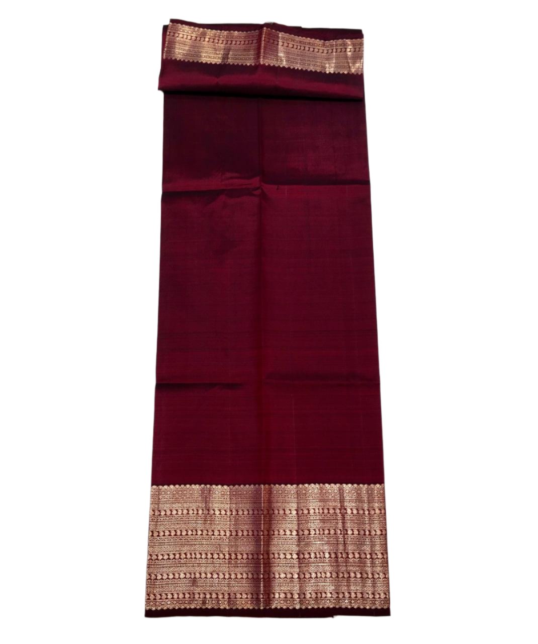 Maroon Kanchi with Silver Zari Pallu - MIRASILKS Maroon Kanchi with Silver Zari Pallu
