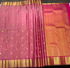 Rose Kanjivaram Saree With Pink Pallu