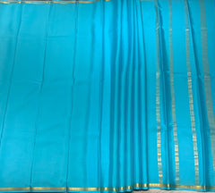 Turquoise Blue Mysore Pure Silk Saree