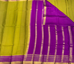 Moss Green Mysore Pure Silk Saree With Magenta Pallu