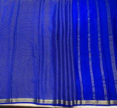 Royal Blue Mysore Pure Silk Saree With Golden Checks