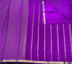 Purple Mysore Pure Silk Saree With Golden Checks
