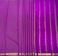 Purple Mysore Pure Silk Saree With Golden Checks