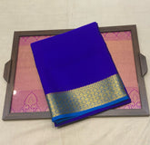 Dark Blue Mysore Pure Silk Saree With Bright Blue Pallu