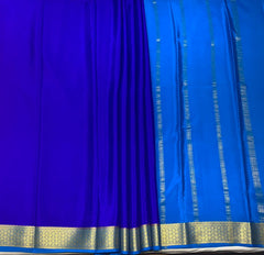Dark Blue Mysore Pure Silk Saree With Bright Blue Pallu