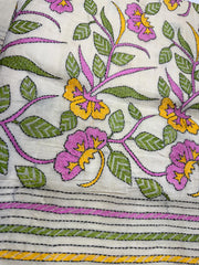 Off White Kantha work Tussar Silk Saree