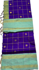 Royal Purple Kattam Silk Cotton Saree with Rettai Pettu Border