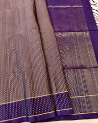 Pastel Brown Soft Silk Saree with Purple Pallu