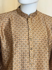 Golden Yellow Jacquard Kurta Set for Men - MIRASILKS Golden Yellow Jacquard Kurta Set for Men