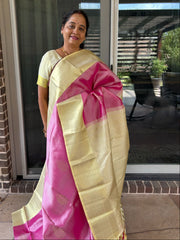 Dusky Purple Kanjivaram Saree With Gold Zari Pallu