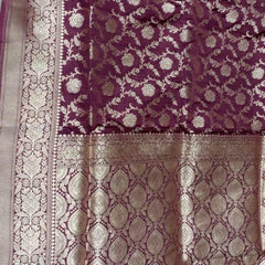 Windsor Wine color Banaras Katan Jaal Saree - MIRASILKS Windsor Wine color Banaras Katan Jaal Saree