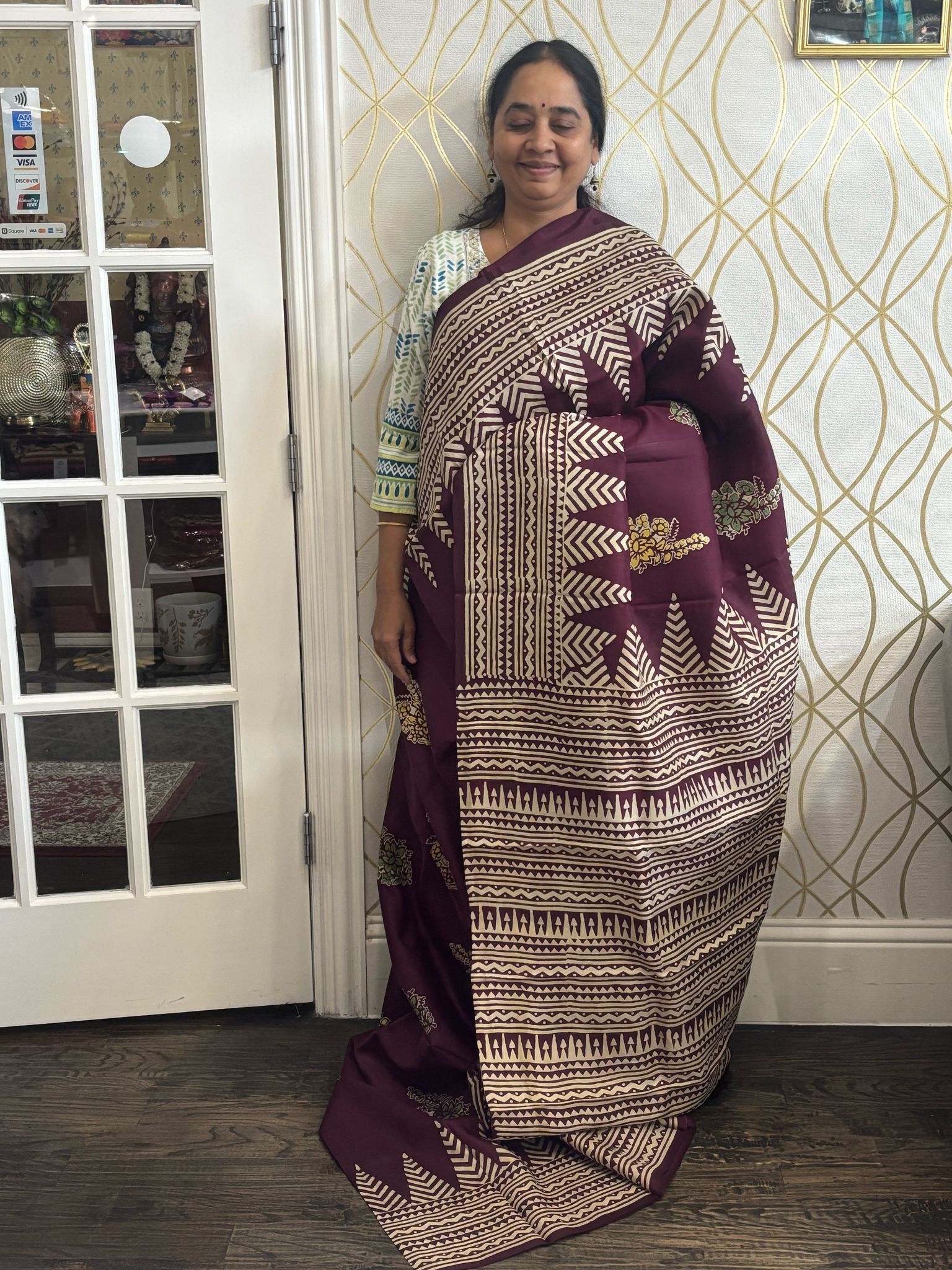 Wine Bengal Silk Sare