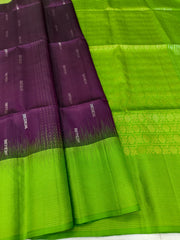 Wine Soft Silk Saree with Bright Green Pallu and Border