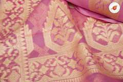 Carnation pink banaras georgette silk saree - MIRASILKS Carnation pink banaras georgette silk saree