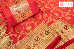 Red Banarasi Bridal Saree - MIRASILKS Red Banarasi Bridal Saree