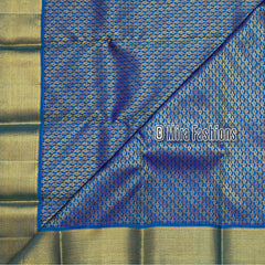 Imperial blue tissue gold Kanjivaram Silk Saree - MIRASILKS Imperial blue tissue gold Kanjivaram Silk Saree