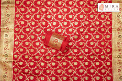 Red Banarasi Bridal Saree - MIRASILKS Red Banarasi Bridal Saree