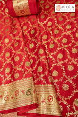 Red Banarasi Bridal Saree - MIRASILKS Red Banarasi Bridal Saree