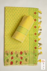 Lime Green Jamdhani Saree - MIRASILKS Lime Green Jamdhani Saree